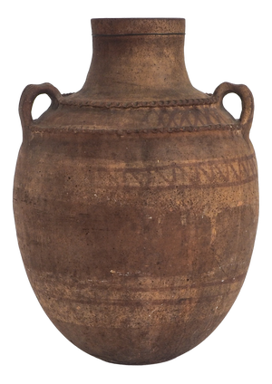 Vintage Earthenware Storage Vessel with Incised and Painted Motifs, 1950s