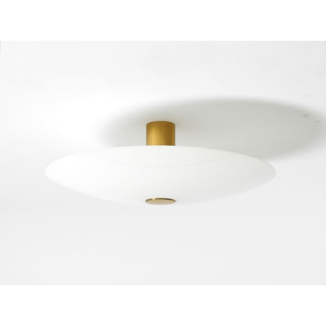 Large 1980s florian schulz, gela 55, round ceiling lamp. the gela 55 can also be mounted to the wall as a wall lamp. with...