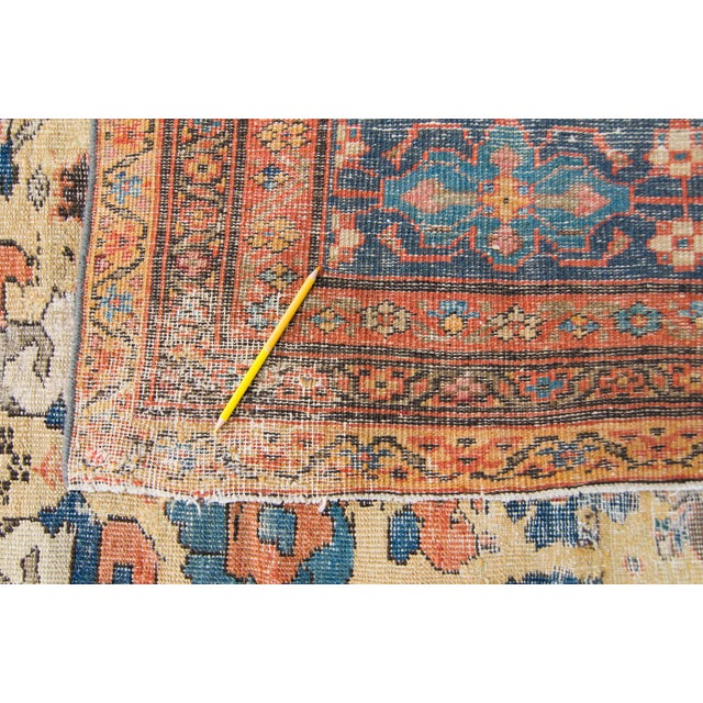 1880s Antique Allover Macaroon Yellow Blue Hand-Knotted Rug - 10’7” X 13’ For Sale - Image 10 of 11