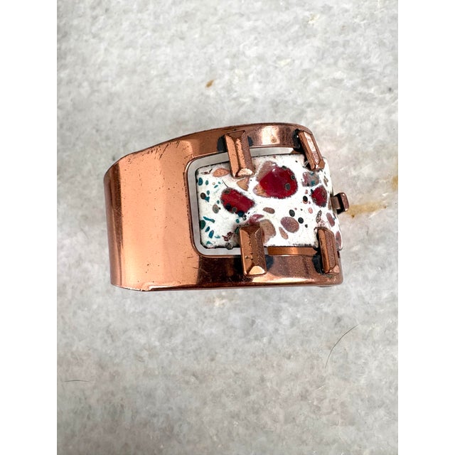 Mid-Century Modern Matisse Mid Century Modern Copper a Enameled Bracelet Cuff For Sale - Image 3 of 5