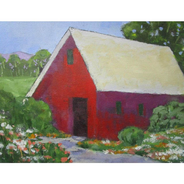 2020s California Red Barn 11x14 Lynne French Landscape Oil Painting For Sale - Image 5 of 5