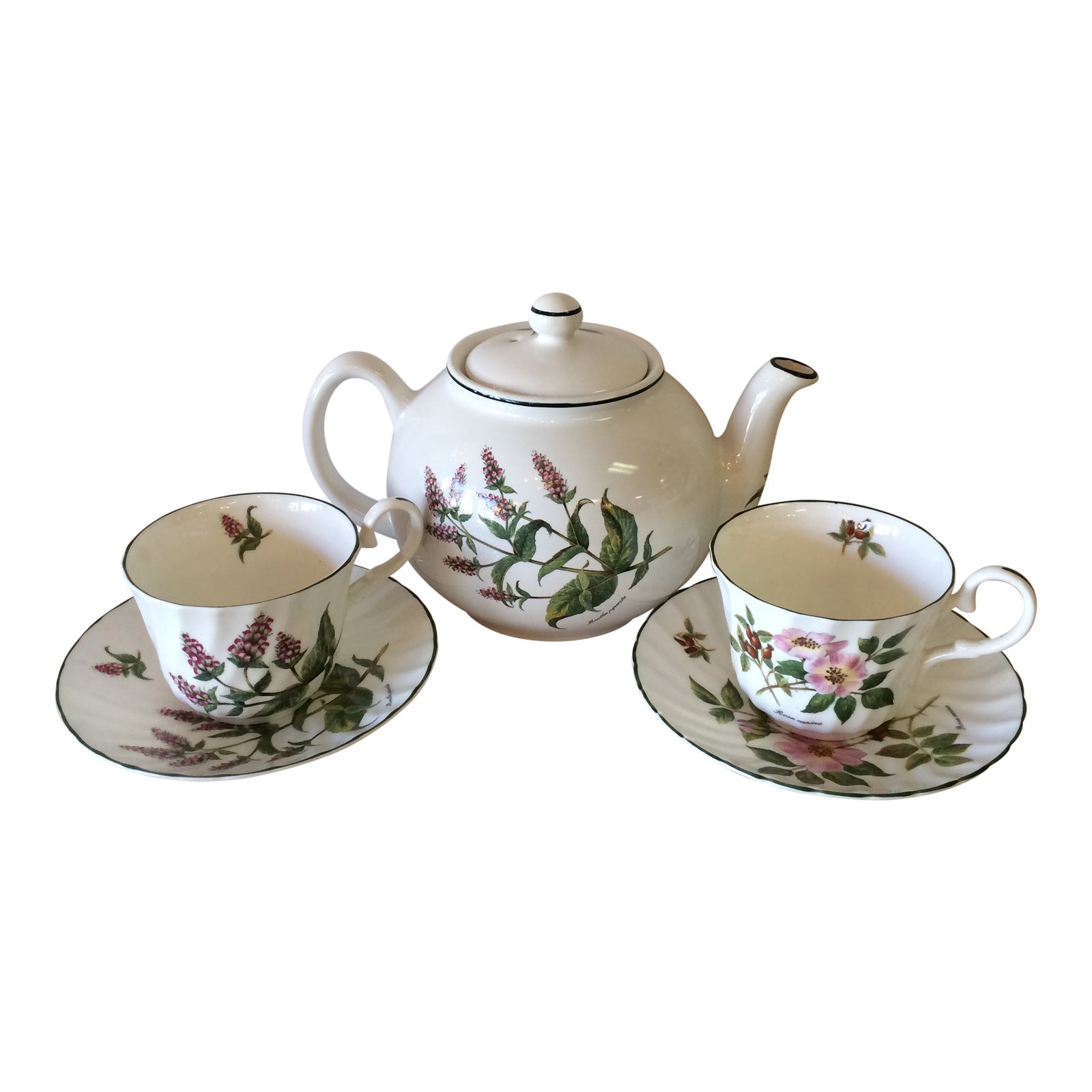 1950s English Royal Patrician Fine Bone China Teapot and Teacups and