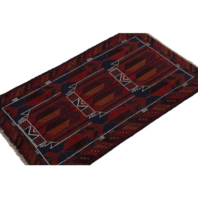 Rug & Kilim Rug & Kilim’s Afghani Baluch Tribal Rug in Red With Geometric Patterns For Sale - Image 4 of 8