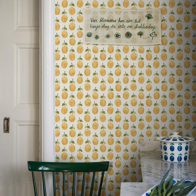 Mid-Century Modern SAMPLE - Boråstapeter Prunus Wallpaper In Yellow For Sale - Image 3 of 3
