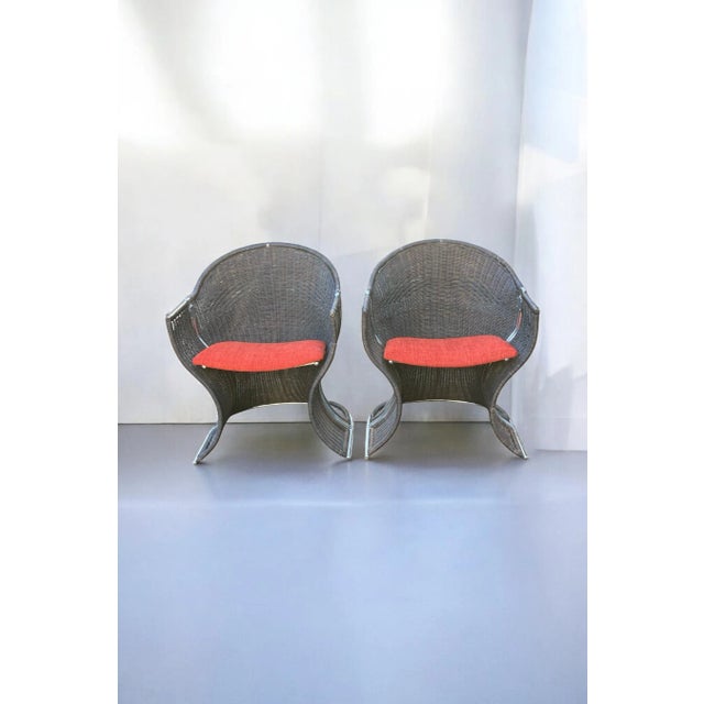 Set of Late 20th Century Pieff Wicker and Chrome Venus Chairs, 1980 For Sale - Image 12 of 13