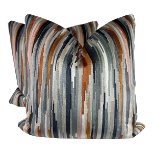 Romo "Benito" in Pumpkin 22" Pillows-A Pair