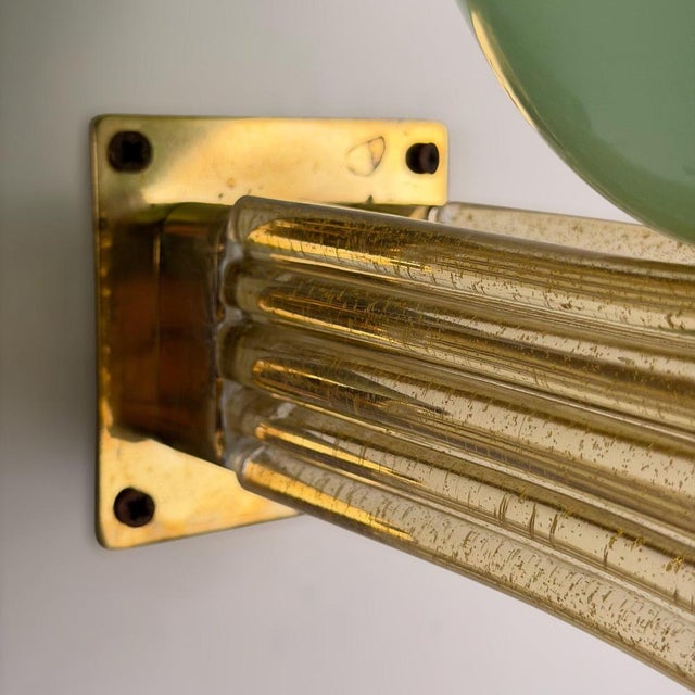 Vintage Murano Glass and Brass Wall Sconces by Tomaso Buzzi for Venini, 1940s, Set of 2 For Sale - Image 16 of 18