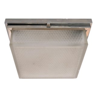 Square Ceiling Light Fixture with Brass Mounting and Original Chrome Plating, 1930s For Sale