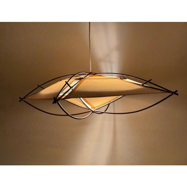Mid-Century Modern Architectural Ceiling Light in Bamboo and Textile, 1970s For Sale - Image 12 of 16