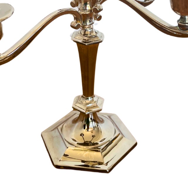 1920s French Art Deco Silver-Plated 5-Light Candelabra, Circa 1920 For Sale - Image 5 of 8