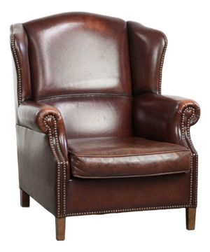 Vintage Wing Chair in Sheepskin Leather