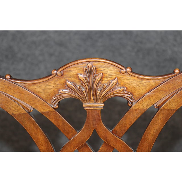 Brown 1950's Set 10 Chippendale Style Mahogany Dining Chairs For Sale - Image 8 of 12