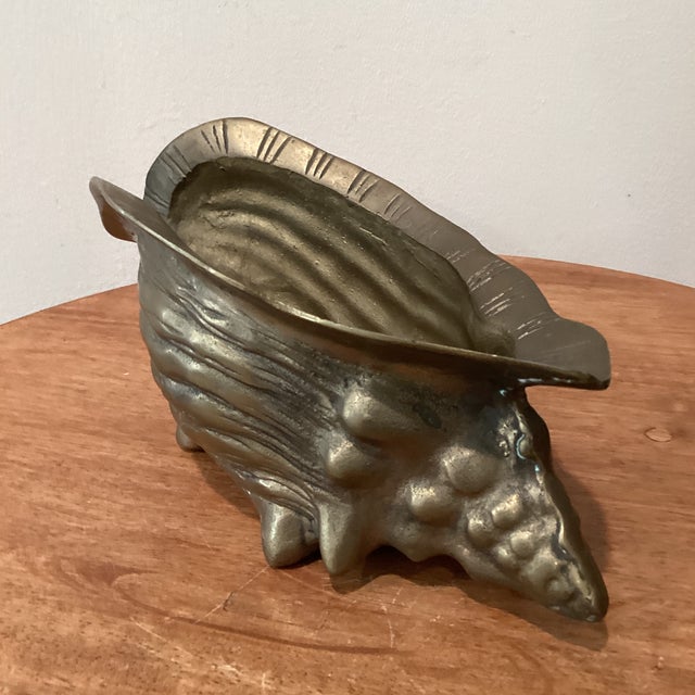 Hollywood Regency Vintage Brass Seashell Nautilus Planter For Sale - Image 4 of 12