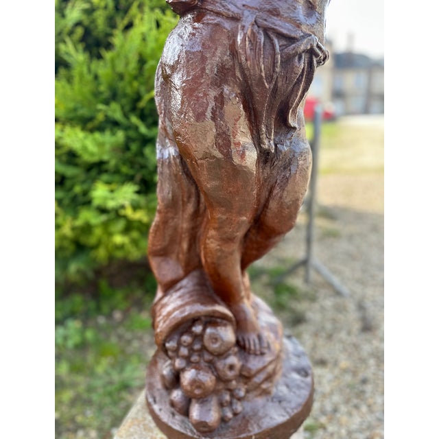 Cast Iron The Girl with the Butterfly Statue, 1980s For Sale - Image 3 of 13
