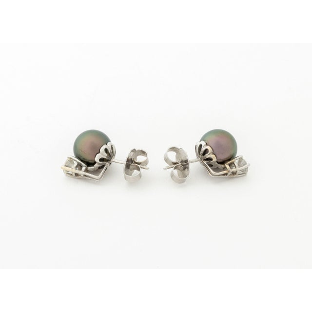 Tahitian Pearl, Diamond, and 14k White Gold Jewelry Set For Sale - Image 11 of 11