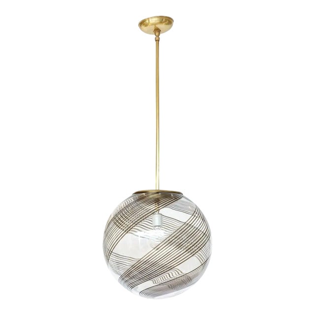 1960s Venini Glass & Brass Pendant For Sale
