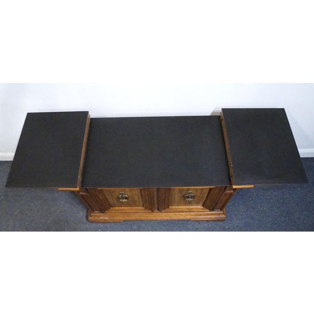Stanley Furniture Walnut Italian Mediterranean Style 62" Flip Top Server Buffet For Sale - Image 10 of 18
