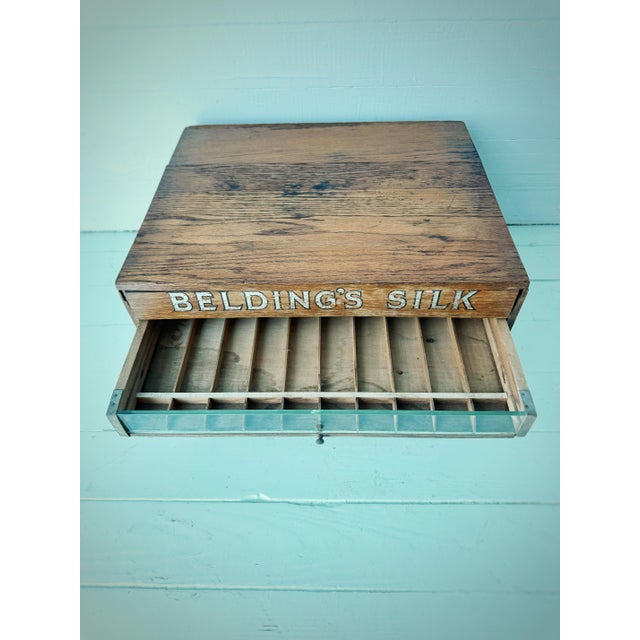 Antique Belding’s Silk Oak Countertop Thread Cabinet With Glass Drawers | Early General Store Display | C. 1900–1920 For Sale In Atlanta - Image 6 of 12