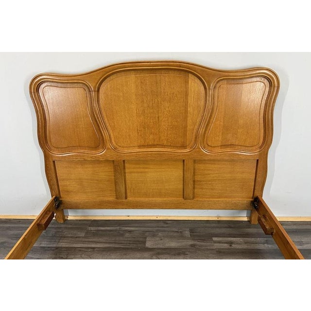 Vintage French Louis XVI Double Bed Frame in Oak For Sale - Image 6 of 11