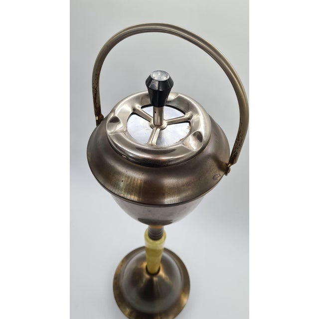 Metal Standing Ashtray in Beige Onyx and Bronze Metal, Austria, 1960s For Sale - Image 7 of 8