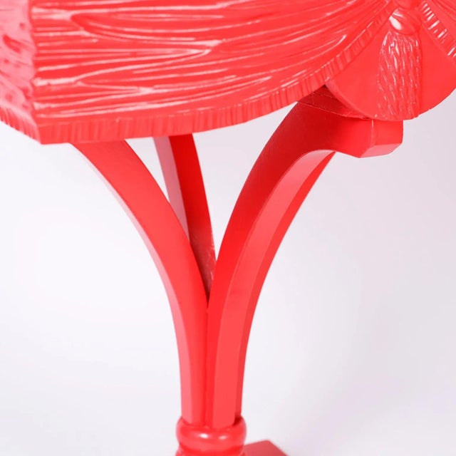 Wood Midcentury Coral Lacquered Regency Side Tables - A Pair For Sale - Image 7 of 10