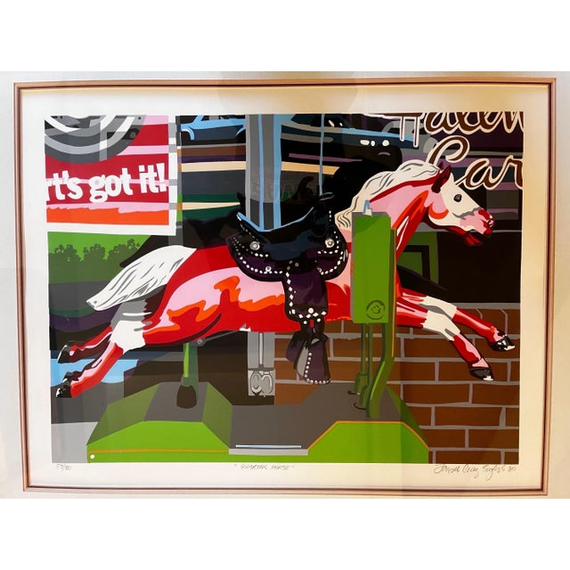 Paper 1980s Colorful Pop Art Coin-Operated Horse Ride Print For Sale - Image 7 of 10