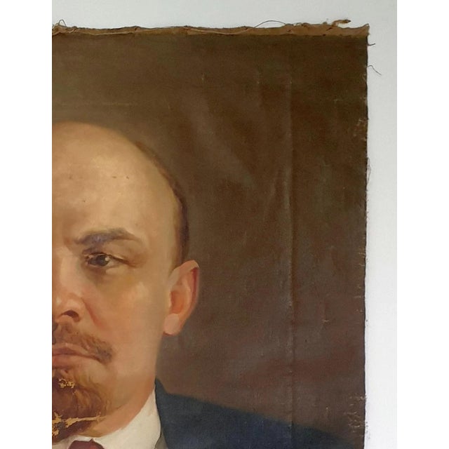 Realism Original Lenin Oil Painting, Socialist Realism Soviet Art 129-95 For Sale - Image 3 of 6