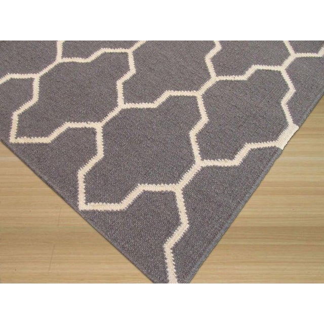 8x10 Gray Hand-Knotted Wool Trellis Linkage Geometric Modern Carpet Rug For Sale - Image 4 of 4