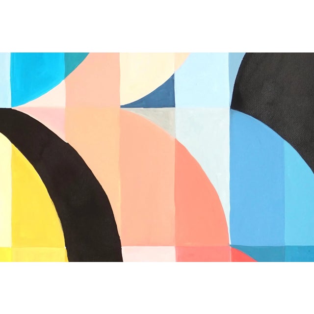 2024, Abstract Geometric Bauhaus Grid of "Waves and Their Shadows", Acrylic Painting on Watercolor Paper by Natalia Roman For Sale - Image 4 of 7