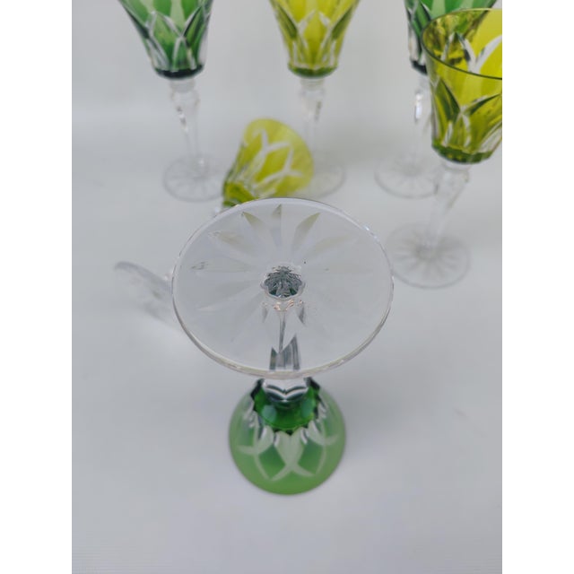 Chartreuse Large Camargue Model Crystal Glasses from Saint Louis, 1940s, Set of 6 For Sale - Image 8 of 9