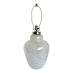 Vintage Art Glass White Swirl Lamp Attributed to Murano, Venini
