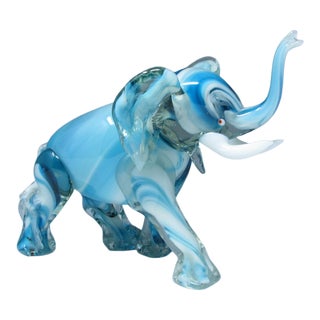 Vintage Ercole Barovier & Toso Style Large Studio Art Glass Elephant Sculpture For Sale