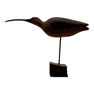 Cobb Island Curlew Shorebird Carving by Will E. Kirkpatrick, C. 1982 For Sale