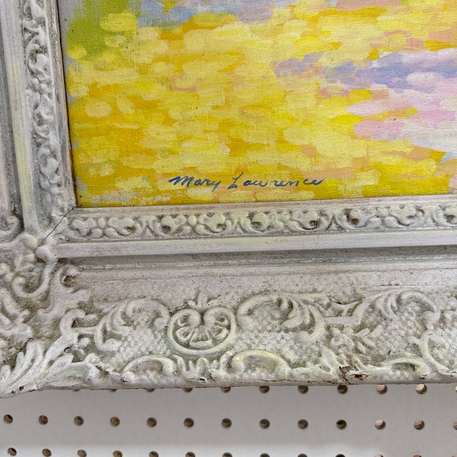 Vintage French Pastel Landscape Painting – Colorful Countryside Village – Ornate Frame For Sale - Image 4 of 11