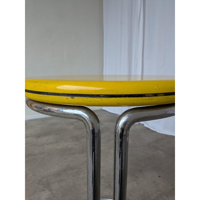Vintage Bauhaus Yellow Bar Table in Chrome, 1970s For Sale - Image 10 of 18