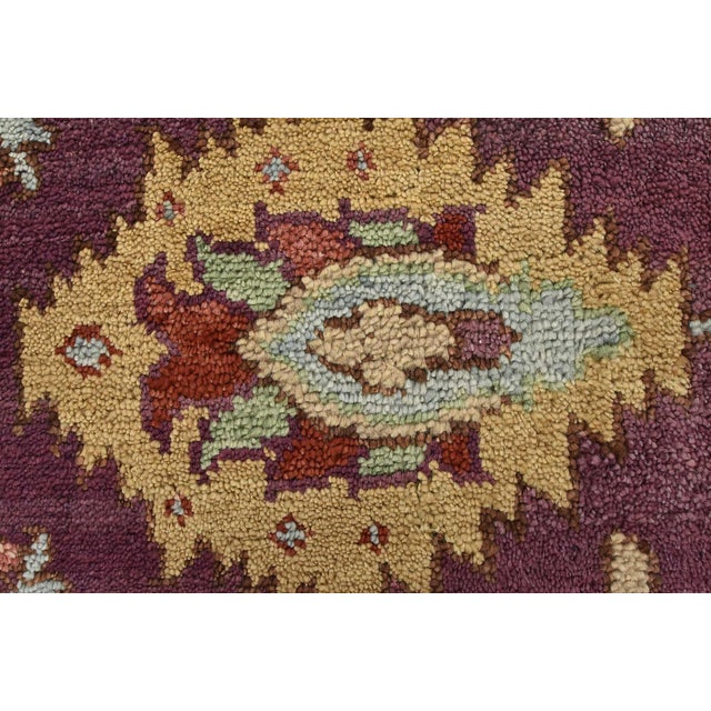 Textile Oushak Rug 8'2'' X 9'7'' Purple Wool Traditional Hand-Knotted Oriental Carpet For Sale - Image 7 of 12