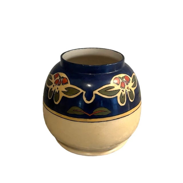 Antique American Belleek Ceramic Art Company Arts & Crafts Hand Painted Tulip Squat Form Vase, Circa 1905 For Sale - Image 4 of 11