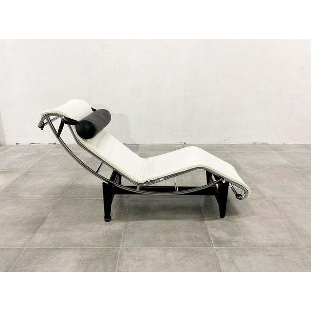 LC-4 Lounge Chair in White Leather by Le Corbusier for Cassina, 1980s This piece has an attribution mark, I am sure that...