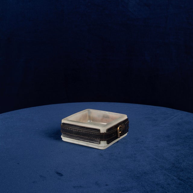 Hand-Stitched Leather Ashtray by Jacques Adnet, France 1950 For Sale - Image 17 of 18