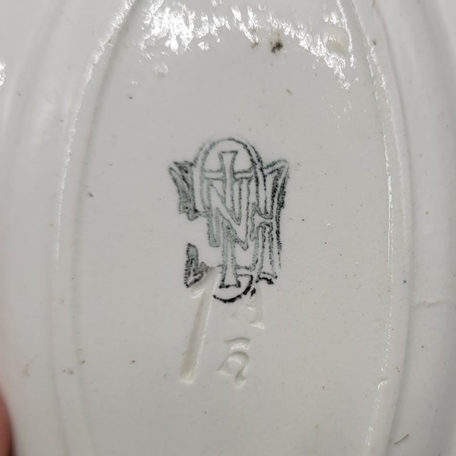 French 19th Century Faience De Gien French Hand Painted Earthenware Sauce Boat With Attached Underplate and Additional Oval Plate For Sale - Image 3 of 12