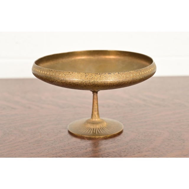 Tiffany Studios New York Bronze Doré Pedestal Bowl or Compote Dish With Greek Key Design For Sale - Image 11 of 11