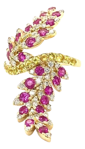 2.78 Carat Sapphire and Diamond Yellow Gold Cocktail Ring, Size 6.5