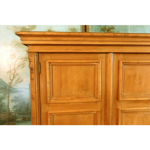 Bamboo Style Pitch Pine Wardrobe, 1920s For Sale - Image 6 of 9