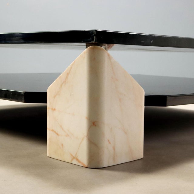 Vintage Coffee Table in Pink Marble and Lacquered Wood, 1970s For Sale - Image 9 of 13