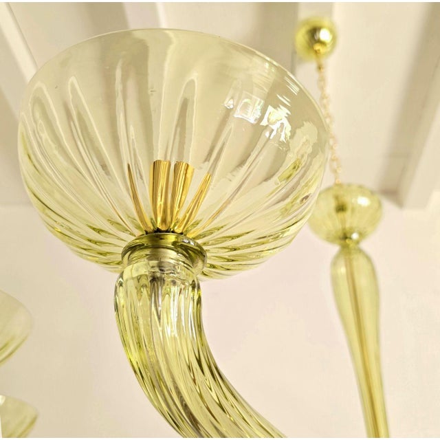 1980s Large Olive Green Murano Glass Chandelier For Sale - Image 10 of 12