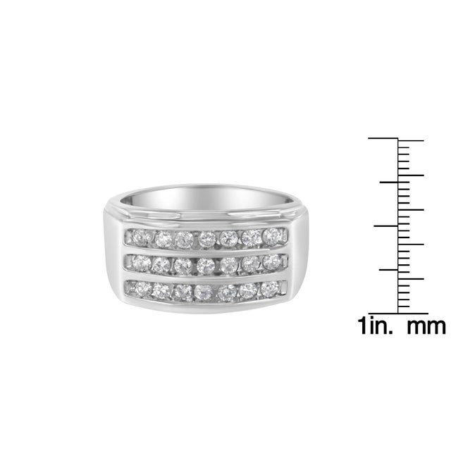 14K White Gold Men's Diamond Channel Set Band Ring (1 cttw, H-I Color, SI2-I1 Clarity) For Sale In New York - Image 6 of 6