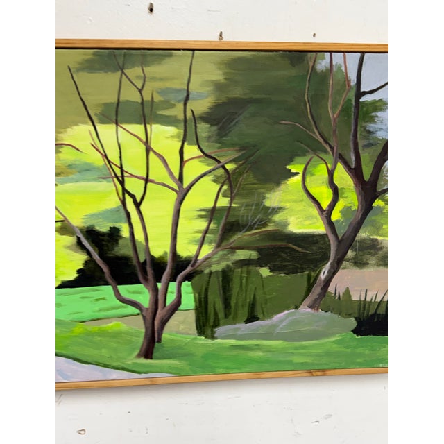 Post Modern Colorful Landscape of Bare Trees, Framed For Sale In San Francisco - Image 6 of 12
