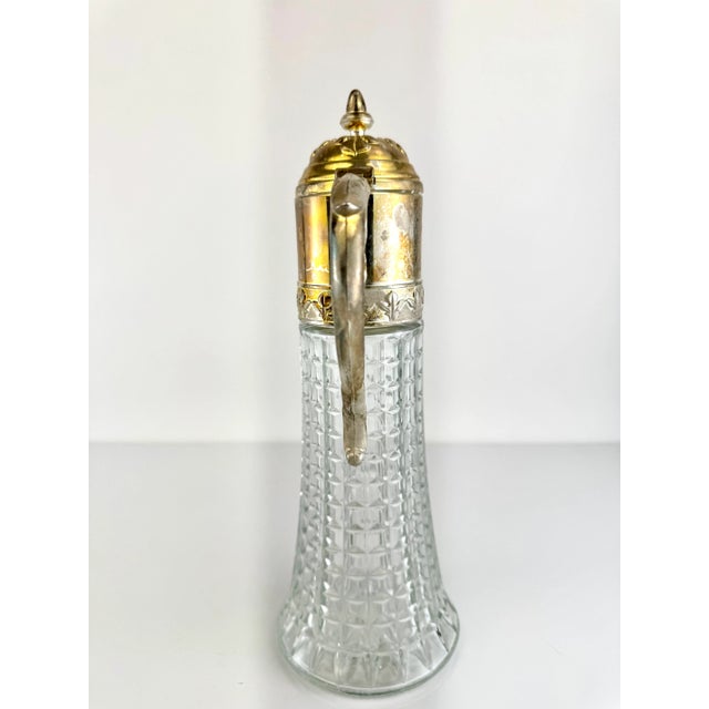 1960s Mid-Century Italian Cut Glass and Silverplate Claret Jug For Sale - Image 12 of 16