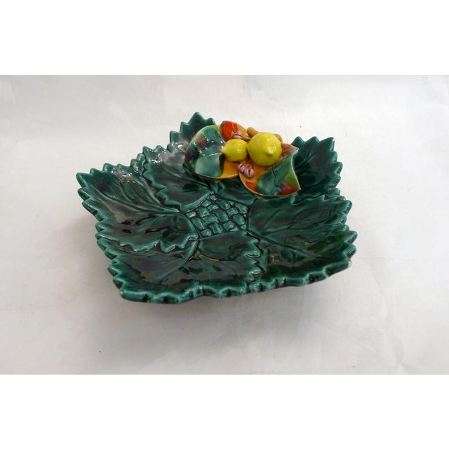 Mid-Century Barbotine Fruit Bowl with Leaves and Lemons, 1960s For Sale - Image 3 of 12