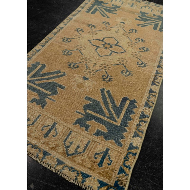 Textile Turkish Mini Rug Oriental Hand Knotted Vintage Rug 1'9" x 3'7" #21231 For Sale - Image 7 of 8